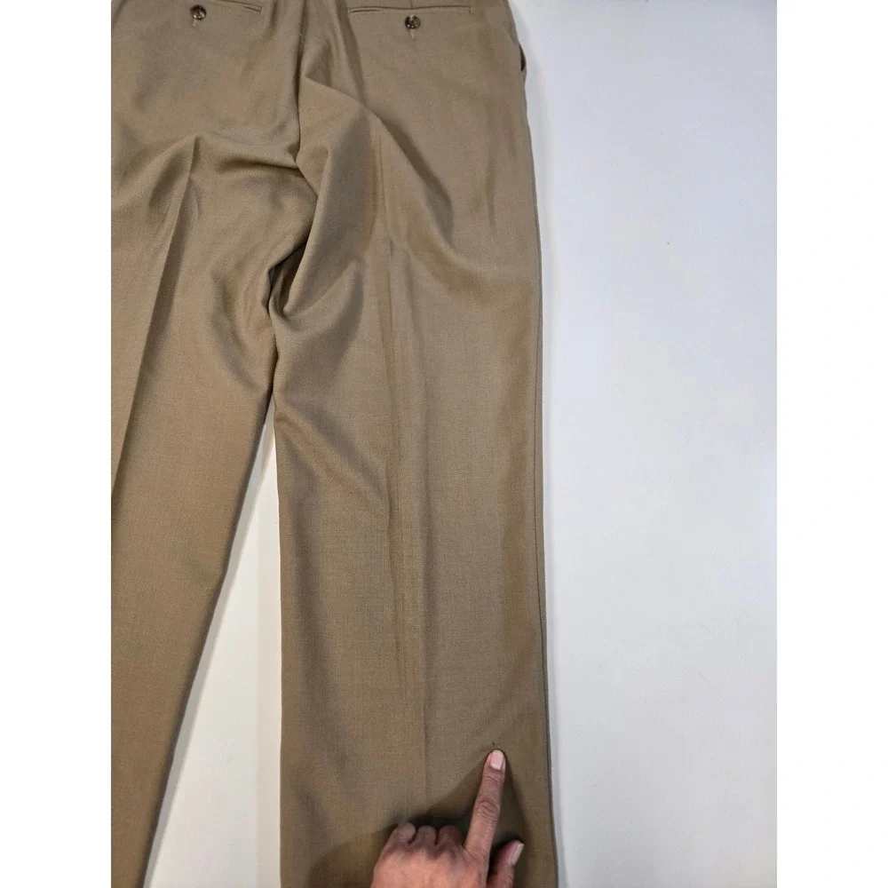 Jos. A. Bank Travelers Mens‎ Tan Wool Tailored Fit Dress Pants 35 Small Holes